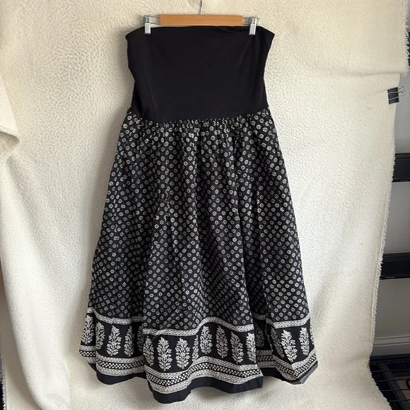 J Crew Strapless mixy dress in block print XL Black - Picture 8 of 14